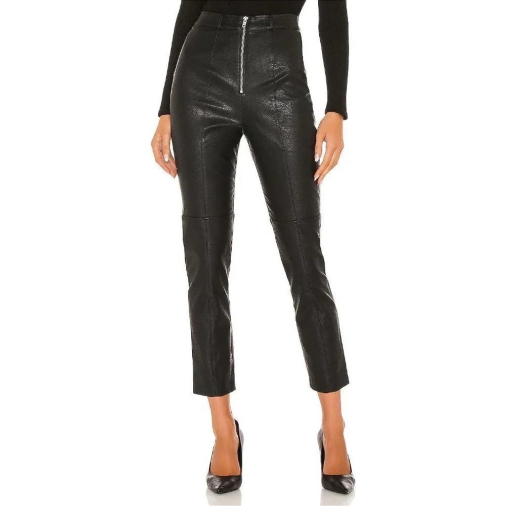 Lovers + Friends Georgie faux leather vegan pants zipper front black